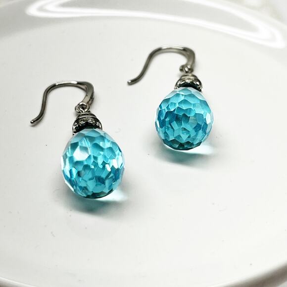 Givenchy Blue Faceted Teardrop Drop Earrings - Picture 2 of 6